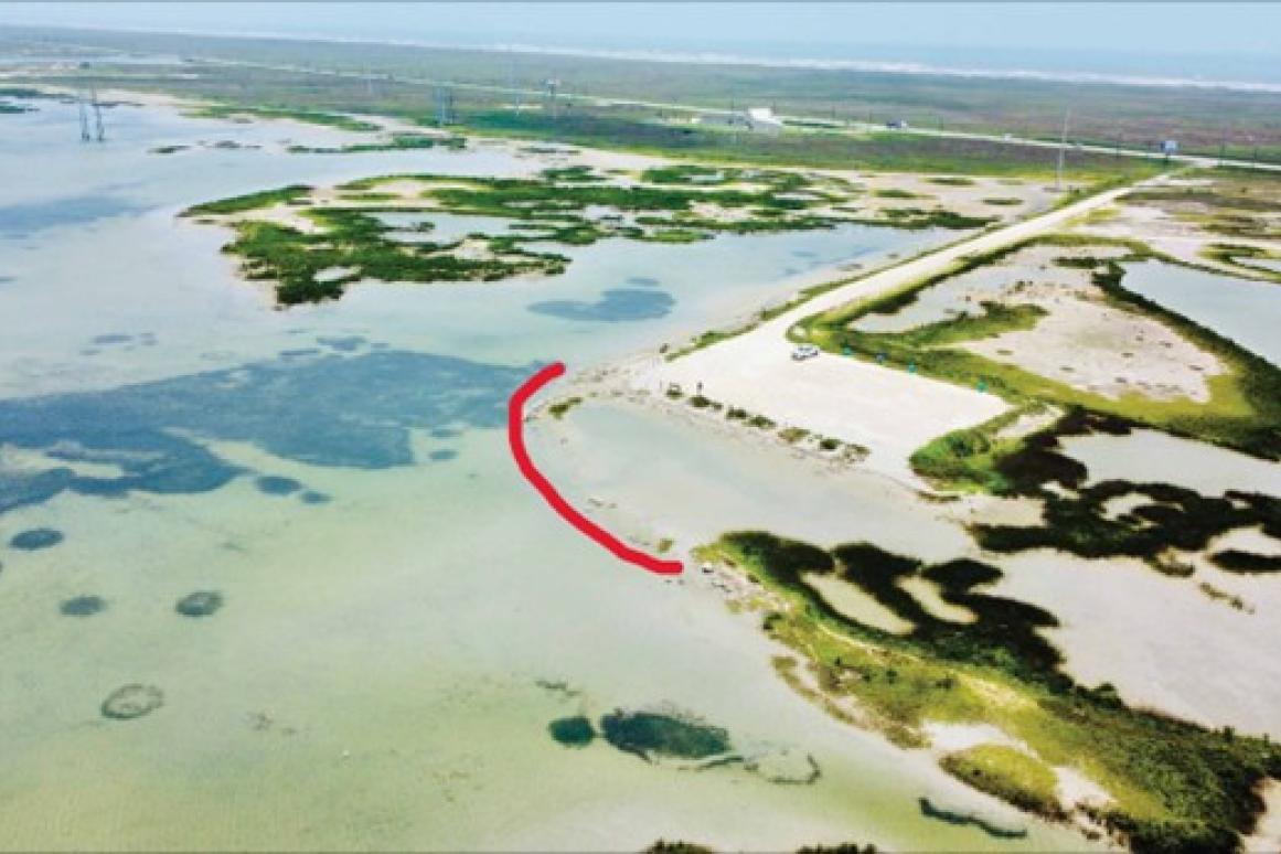 Overhead shot of bay along Texas coast