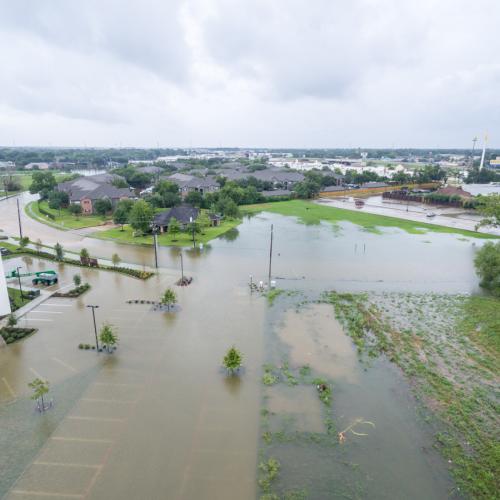 flooded roads and neighborhood